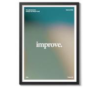 Improve Aura Poster, Inspirational Quotes Print, Affirmations Quote Colourful Home Decor, Motivational Bedroom Wall Art, Archival Matte, A2 (Black Frame) - 59.4x42cm