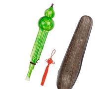 Improved Bass C Key Hulusi Flute Imitate Wood Grain ABS Material Folk Musical Instrument W/Case Professional Hulusi(Green)
