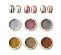 Improved Colour Mixing Chrome for Nails, Nail Chrome Powder Set, Chrome for Nails, 6 Colours Mirror Effect Fingernail Chroms - Shimmer Nail Painting Powder for Festival, Dating, Make-up, Halloween