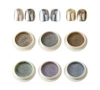 Improved Colour Mixing Chrome for Nails, Nail Chrome Powder Set, Chrome for Nails, 6 Colours Mirror Effect Fingernail Chroms - Shimmer Nail Painting Powder for Festival, Dating, Make-up, Halloween