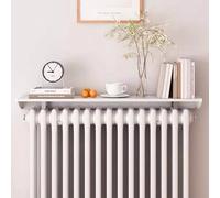 Improved Floating Radiator Shelf - No Drill White Aluminum Heater Cover for Home - Easy Install Radiator Shelf Holds 28kg 45cm/17.7in Stylish Space Saver