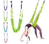 Improved Yoga Stretching Band, Elastic Stretch Bands with Door Anchor, Exercise Belt Equipment, Home & Outdoor Workout Strap, Multifunction Leg Stretcher, For Backbend Training(Green)