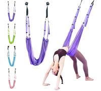 Improved Yoga Stretching Band, Elastic Stretch Bands with Door Anchor, Exercise Belt Equipment, Home & Outdoor Workout Strap, Multifunction Leg Stretcher, For Backbend Training(Purple)