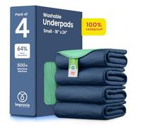 IMPROVIA® Washable Underpads, 18" x 24" (Pack of 4) - Heavy Absorbency Reusable Incontinence Pads for Kids, Adults, Elderly, and Pets - Waterproof Protective Pad for Bed, Couch, Sofa, Furniture, Floor