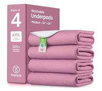 IMPROVIA® Washable Underpads, Heavy Absorbency Reusable Incontinence Pads for Kids, Adults, Elderly, and Pets, Waterproof Protection Floor (Pink & White, 4 Pack - 34"x36")