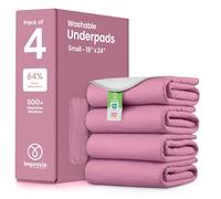 IMPROVIA® Washable Underpads, Heavy Absorbency Reusable Incontinence Pads for Kids, Adults, Elderly, and Pets - Waterproof Protection Floor (Pink & White, 4 Pack - 18"x24")