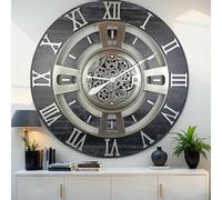 ImprovingLife Gear Clock - Wall Clock with Real Moving Gears, England Line (Vintage Black, 36 inches (90 cm))