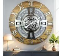 ImprovingLife The Gears Clock 90cm Wooden and Stone Wall Clock - England Line