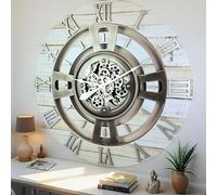 ImprovingLife The Gears Clock Real Moving Gear Wall Clock England Line (Desert Beige, 24 inches (60 cm))