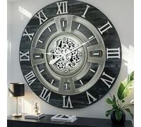 ImprovingLife The Gears Clock Real Moving Gear Wall Clock England Line (Vintage Black, 24 inches (60 cm))