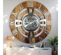 ImprovingLife The Gears Clock Real Moving Gear Wall Clock England Line (Vintage Brown, 36 inches (90 cm))