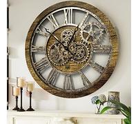 ImprovingLife The Original Real Moving Gear Wall Clock Vintage Industrial Oversized Rustic Farmhouse (24 inch (60cm),Gold Antique)