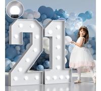imprsv 4FT Light Up Numbers Large 21th Birthday Decorations Anniversary Decorations Party Decor Neon Sign Foam Board Marquee Numbers 21 Balloon Arch Backdrop