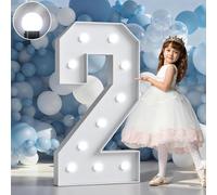 imprsv 4FT Light Up Numbers Large 2nd 20th 21st Birthday Decorations Anniversary Decorations Party Decor Neon Sign Foam Board Marquee Numbers 2 Balloon Arch Backdrop