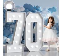 imprsv 4FT Light Up Numbers Large 70th Birthday Decorations Anniversary Decorations Party Decor Neon Sign Foam Board Marquee Numbers 70 Balloon Arch Backdrop
