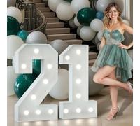 imprsv Light Up Numbers 3FT Large 21th Birthday Decorations For Girls Boys Anniversary Decorations Party Decor Neon Sign Foam Board Marquee Numbers 21 Balloon Arch Backdrop