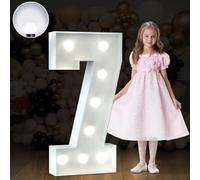 imprsv Light Up Numbers 3FT Large 7th 17th 70th Birthday Decorations For Girls Boys Anniversary Decorations Party Decor Neon Sign Foam Board Marquee Numbers 7 Balloon Arch Backdrop