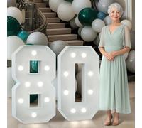 imprsv Light Up Numbers 3FT Large 80th Birthday Decorations For Girls Boys Anniversary Decorations Party Decor Neon Sign Foam Board Marquee Numbers 80 Balloon Arch Backdrop