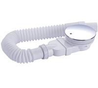 IMPTS Extra-Flat Shower Drain Fitting 90 mm, Drain Drain Hole Set for Shower Tray, Shower Drain Siphon with Odour Stopper, Hair Strainer, Flex Hose