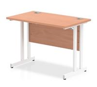 Impulse 1000 x 600mm Straight Office Desk Beech Top White Cantilever Leg