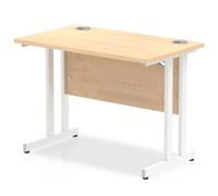 Impulse 1000 x 600mm Straight Office Desk Maple Top White Cantilever Leg