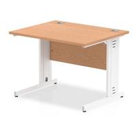 Impulse 1000/800 Rectangle White Cable Managed Leg Desk Oak - MI002722