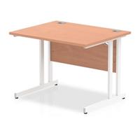 Impulse 1000 x 800mm Straight Office Desk Beech Top White Cantilever Leg