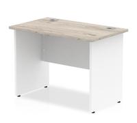 Impulse 1000 x 600mm Straight Desk Grey Oak Top White Panel End Leg