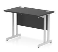 Impulse 1000 x 600mm Straight Office Desk Black Top Silver Cantilever Leg
