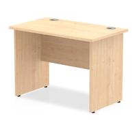 Impulse 1000 x 600mm Straight Office Desk Grey Oak Top White Panel End Leg