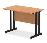 Impulse 1000 x 600mm Straight Office Desk Oak Top Black Cantilever Leg
