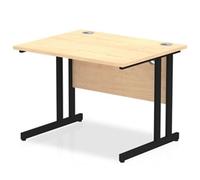 Impulse 1000 x 800mm Straight Desk Maple Top Black Cantilever Leg