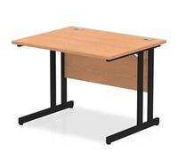 Impulse 1000 x 800mm Straight Desk Oak Top Black Cantilever Leg