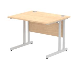 Impulse 1000 x 800mm Straight Office Desk Maple Top Silver Cantilever Leg