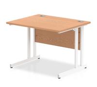 Impulse 1000 x 800mm Straight Office Desk Oak Top White Cantilever Leg