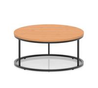 Impulse 1000mm Round Coffee Table With Metal Frame Beech Top Black Leg