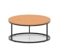 Impulse 1000mm Round Coffee Table With Metal Frame Beech Top Black Leg