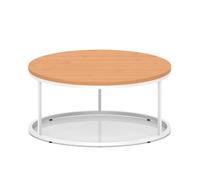 Impulse 1000mm Round Coffee Table With Metal Frame Beech Top White Leg