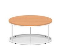 Impulse 1000mm Round Coffee Table With Metal Frame Beech Top White Leg
