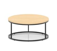 Impulse 1000mm Round Coffee Table With Metal Frame Maple Top Black Leg