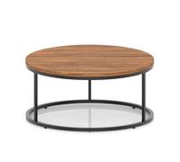 Impulse 1000mm Round Coffee Table With Metal Frame Walnut Top Black Leg