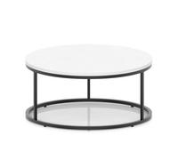 Impulse 1000mm Round Coffee Table With Metal Frame White Top Black Leg