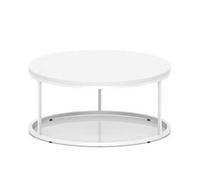 Impulse 1000mm Round Coffee Table With Metal Frame White Top White Leg