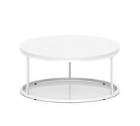 Impulse 1000mm Round Coffee Table With Metal Frame White Top White Leg