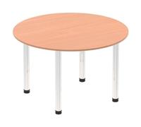 Impulse 1000mm Round Table Beech Top Chrome Post Leg