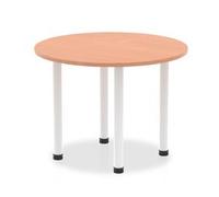 Impulse 1000mm Round Table Beech Top White Post Leg