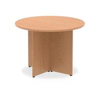 Impulse 1000mm Round Table Oak Top Arrowhead Leg