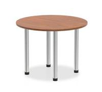 Impulse 1000mm Round Table Walnut Top Chrome Post Leg