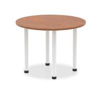 Impulse 1000mm Round Table Walnut Top White Post Leg
