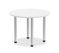 Impulse 1000mm Round Table White Top Chrome Post Leg
